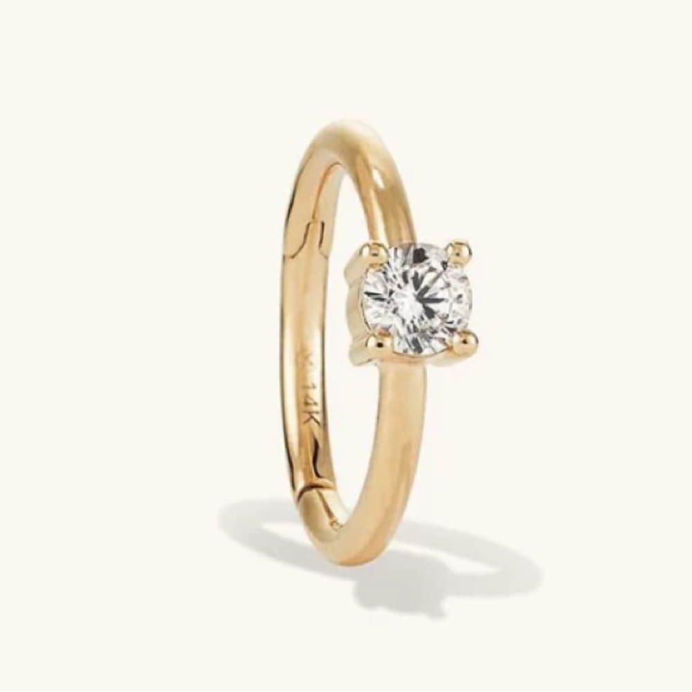 Mejuri Gold Hoop Earring with a Diamond
